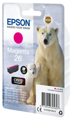 Epson Polar bear Singlepack Magenta 26 Claria Premium Ink Epson Polar bear Singlepack Magenta 26 Claria Premium Ink